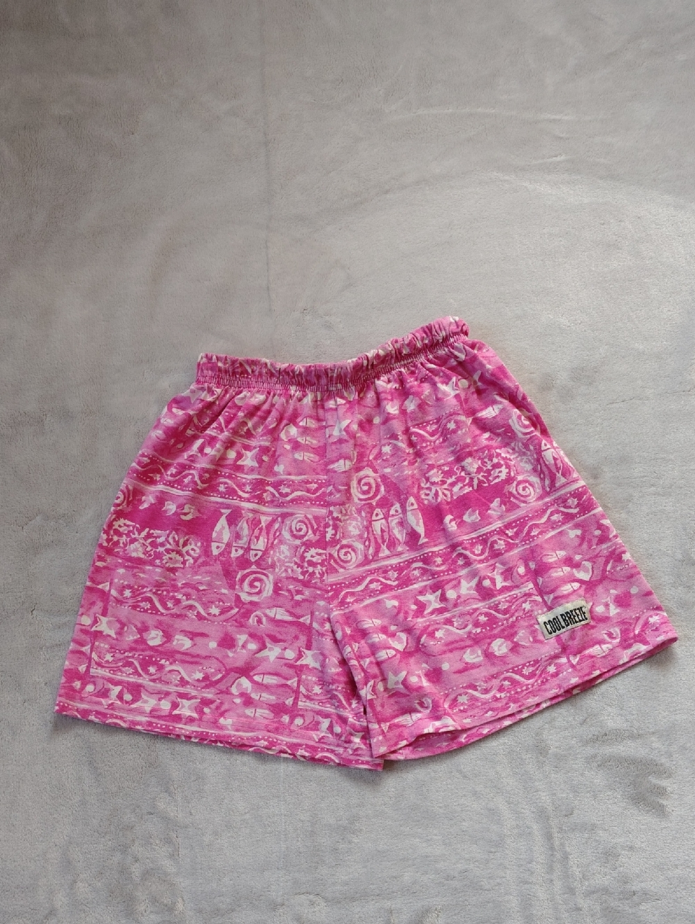 Cool Breeze Vintage Pink White Beach Design Shorts Size Medium